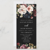 Dark Wedding Stationery Floral bruiloft programma' (Voorkant)