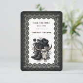 Dark Western Cowboy Gothic Lace Save The Date (Staand voorkant)