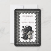Dark Western Cowboy Gothic Lace Save The Date (Voorkant)