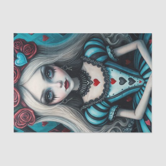 Dark Whimisical Gothic Alice Decoupage Papier (Voorkant)