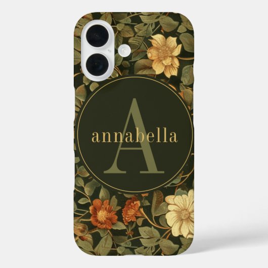 Dark William Morris Floral Monogram Case-Mate iPhone Case (Achterkant)