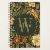  Dark William Morris Floral Monogram Planner (Voorkant)
