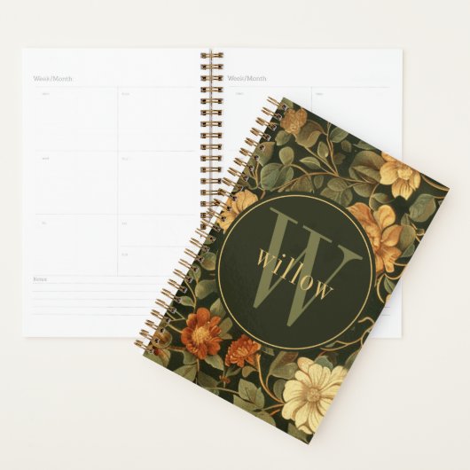  Dark William Morris Floral Monogram Planner (Display)