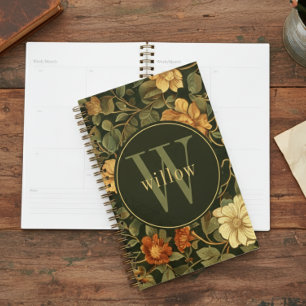 Dark William Morris Floral Monogram Planner