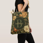  Dark William Morris Floral Monogram Tote Bag (Dichtbij)