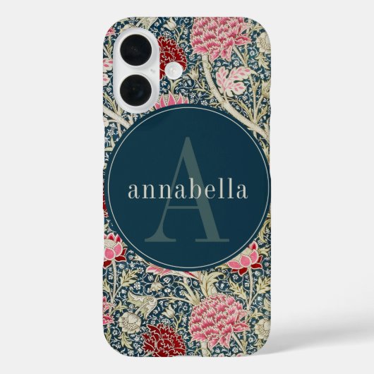 Dark William Morris Tapestry Monogram Case-Mate iPhone Case (Achterkant)