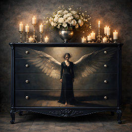 Dark Winged Angel Dramatic Fine Art Decoupage Tissuepapier