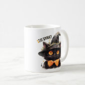 Dark Witch Cat met Stropdas van de boog Halloween Koffiemok (Voorkant rechts)