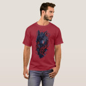 Dark Wolf & Crimson Roos T-shirt – Blood Red Editi (Voorkant volledig)