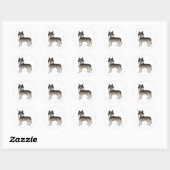 Dark Wolf Gray Siberian Husky Cute Cartoon Dog Ronde Sticker (Vel)