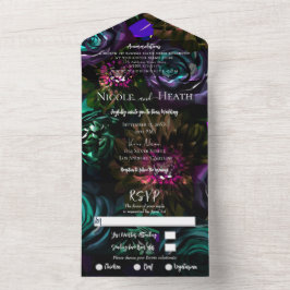 Dark Wonderland Bold Glam Floral Flowers Weddensch All In One Uitnodiging