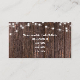 Dark Wood and Lights Vrijgezellenfeest gift regist Informatiekaartje