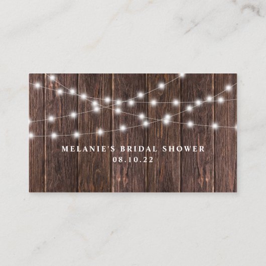 Dark Wood and Lights Vrijgezellenfeest gift regist Informatiekaartje (Achterkant)