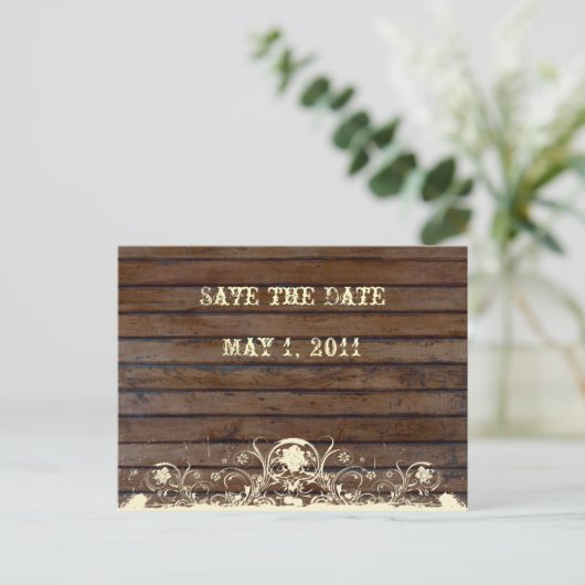 Dark Wood Bewaar de datum Aankondigingskaart (Staand voorkant)