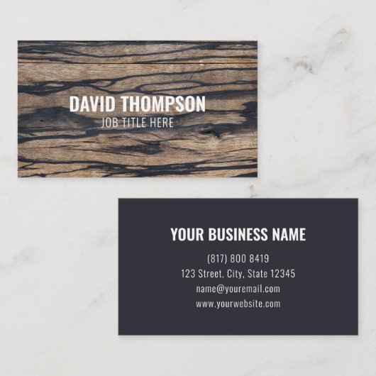 Dark Wood Carpenter Professional Builder Woodwork Visitekaartje (Voorkant / Achterkant)