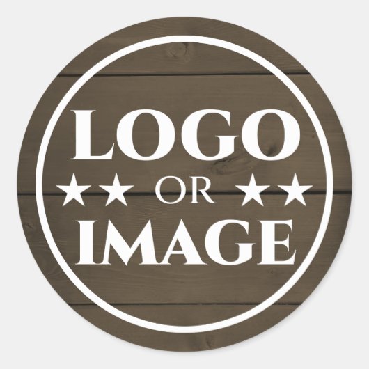Dark Wood Grain Houten Boards Logo Afbeelding Sjab Ronde Sticker (Voorkant)
