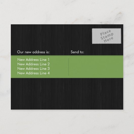 Dark Wood & Green Change of Address Briefkaart (Achterkant)