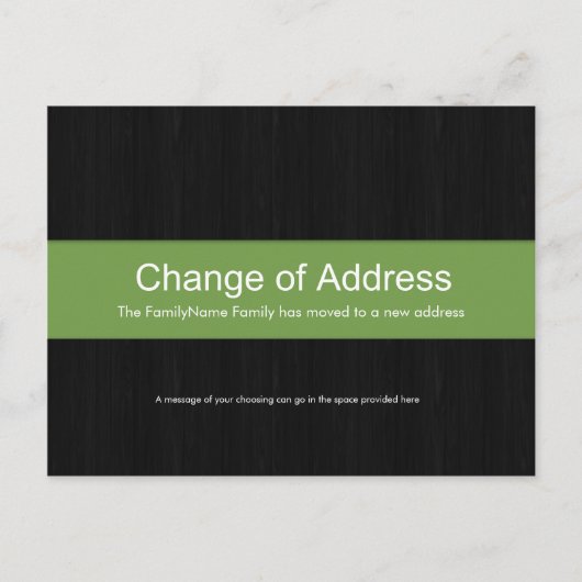 Dark Wood & Green Change of Address Briefkaart (Voorkant)