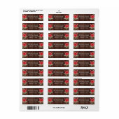 Dark Wood Kerstmis Poinsettia Holly Berry Label (Full Sheet)