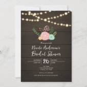 Dark Wood & Rustic Floral BRIDAL SHOWER Invitation Kaart (Voorkant)