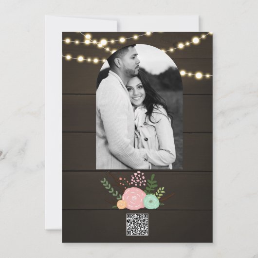 Dark Wood & Rustic Floral BRIDAL SHOWER Invitation Kaart (Achterkant)