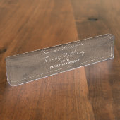 Dark Wood Script Gepersonaliseerde uitvoerende pla Naambordje (Zijkant)
