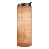 Dark wood texture background surface with old natu thermosbeker (Gedraaid links)