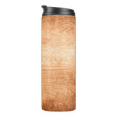 Dark wood texture background surface with old natu thermosbeker (Geroteerd rechts)