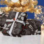 Dark Woodland Botanical Christmas Cadeaupapier<br><div class="desc">Voeg een vleugje van het humeurige en dramatische toe met dit Dark Woodland Botanical Christmas-inpakpapier. Maak een elegante uitspraak met deze kerstcadeau wrap in tinten van donkerbruin, wit, rood en goud.</div>