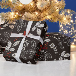 Dark Woodland Botanical Christmas Cadeaupapier