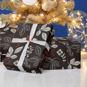 Dark Woodland Botanical Christmas Cadeaupapier