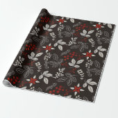 Dark Woodland Botanical Christmas Cadeaupapier (Uitgerold)