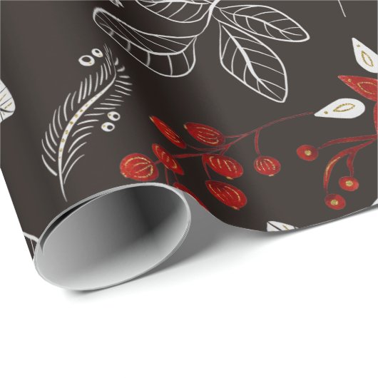 Dark Woodland Botanical Christmas Cadeaupapier (Rol Hoek)