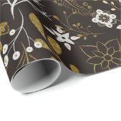 Dark Woodland Botanische Sneeuwvlok Kerstmis Cadeaupapier (Rol Hoek)