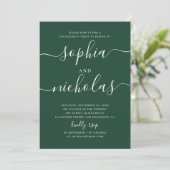 Dark Woodland Green Engagement Party | Script Kaart (Staand voorkant)
