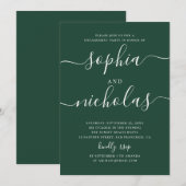 Dark Woodland Green Engagement Party | Script Kaart (Voorkant / Achterkant)