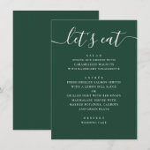 Dark Woodland Green Wedding | Modern Script Dinner Menu (Voorkant / Achterkant)
