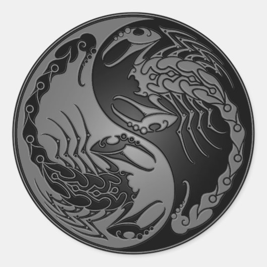 Dark Yin Yang Scorpions Ronde Sticker (Voorkant)