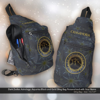 Dark Zodiac Astrology: Aquarius Black Gold Naam Sling Bag