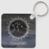 Dark Zodiac Astrology: Aquarius Black Silver Naam Sleutelhanger (Achterkant)
