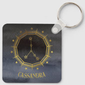 Dark Zodiac Astrology: Cancer Black Gold Naam Sleutelhanger (Achterkant)