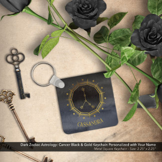 Dark Zodiac Astrology: Cancer Black Gold Naam Sleutelhanger