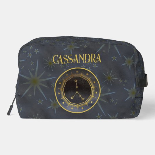 Dark Zodiac Astrology: Cancer Black Gold Naam Toilettasje (Achterkant)