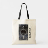 Dark Zodiac Astrology: Cancer Black Silver Naam Tote Bag (Achterkant)