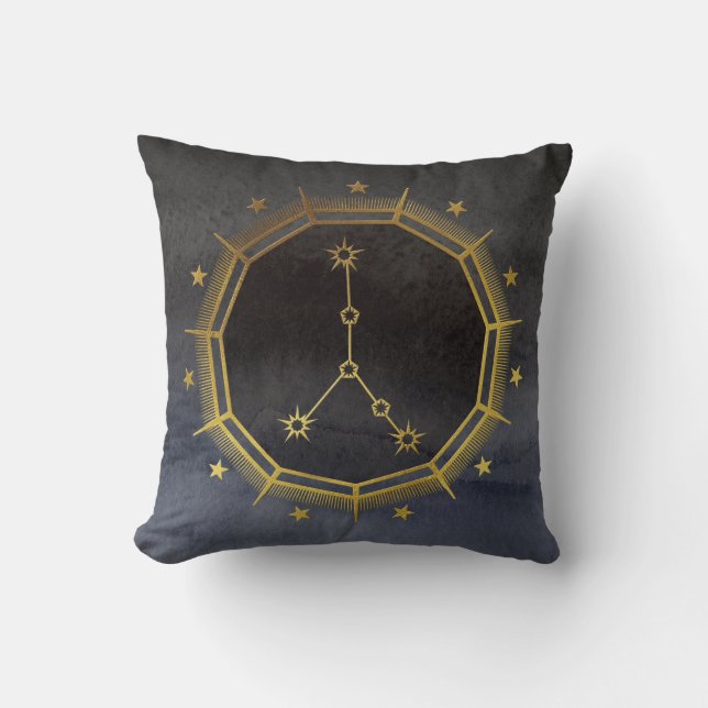 Dark Zodiac Astrology: Kanker Zwart & Goud Kussen (Voorkant)
