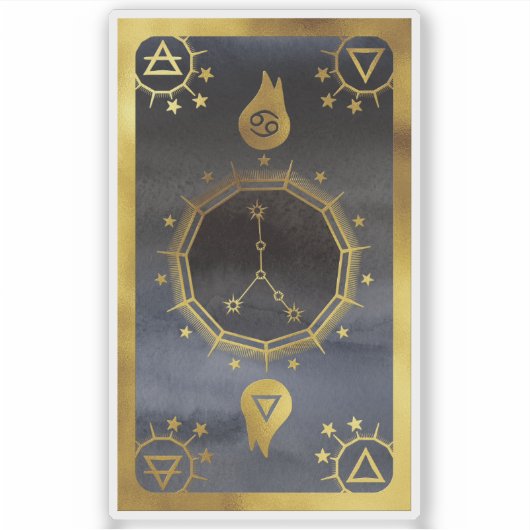 Dark Zodiac Astrology: Kanker Zwart & Goud Sticker (Voorkant)