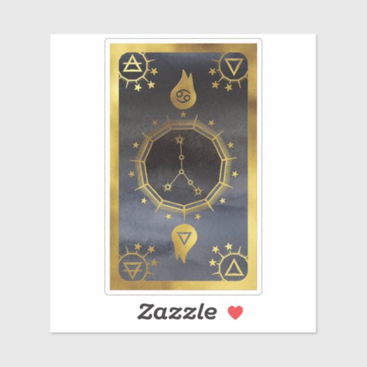 Dark Zodiac Astrology: Kanker Zwart & Goud Sticker (Vel)
