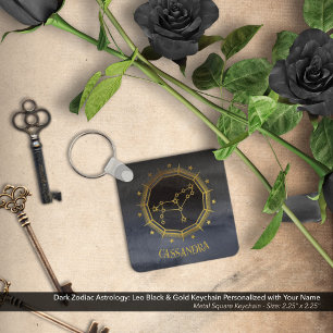 Dark Zodiac Astrology: Leo Black Gold Naam Sleutelhanger