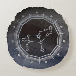 Dark Zodiac Astrology: Leo Black & Silver Rond Kussen