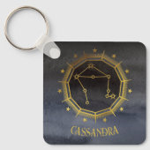 Dark Zodiac Astrology: Libra Black Gold Naam Sleutelhanger (Voorkant)